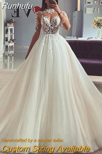 Runhufu Bohemian Wedding Dresses Women's Elegant Sweetheart A-Line Decal Princess Bridal Gowns Tulle Formal Beach Party Vestido